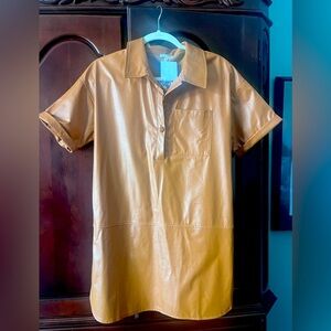 Camel Vegan Leather Mini Shirt Dress. Never been worn.